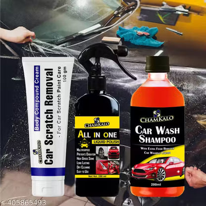 Complete Car Care Kit (3-in-1 Cleaning, Scratch Removal & Shine Combo)
