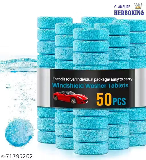 Herboking Windshield Washer Tablets (Pack of 50) – Streak-Free Car Glass Cleaning Solution
